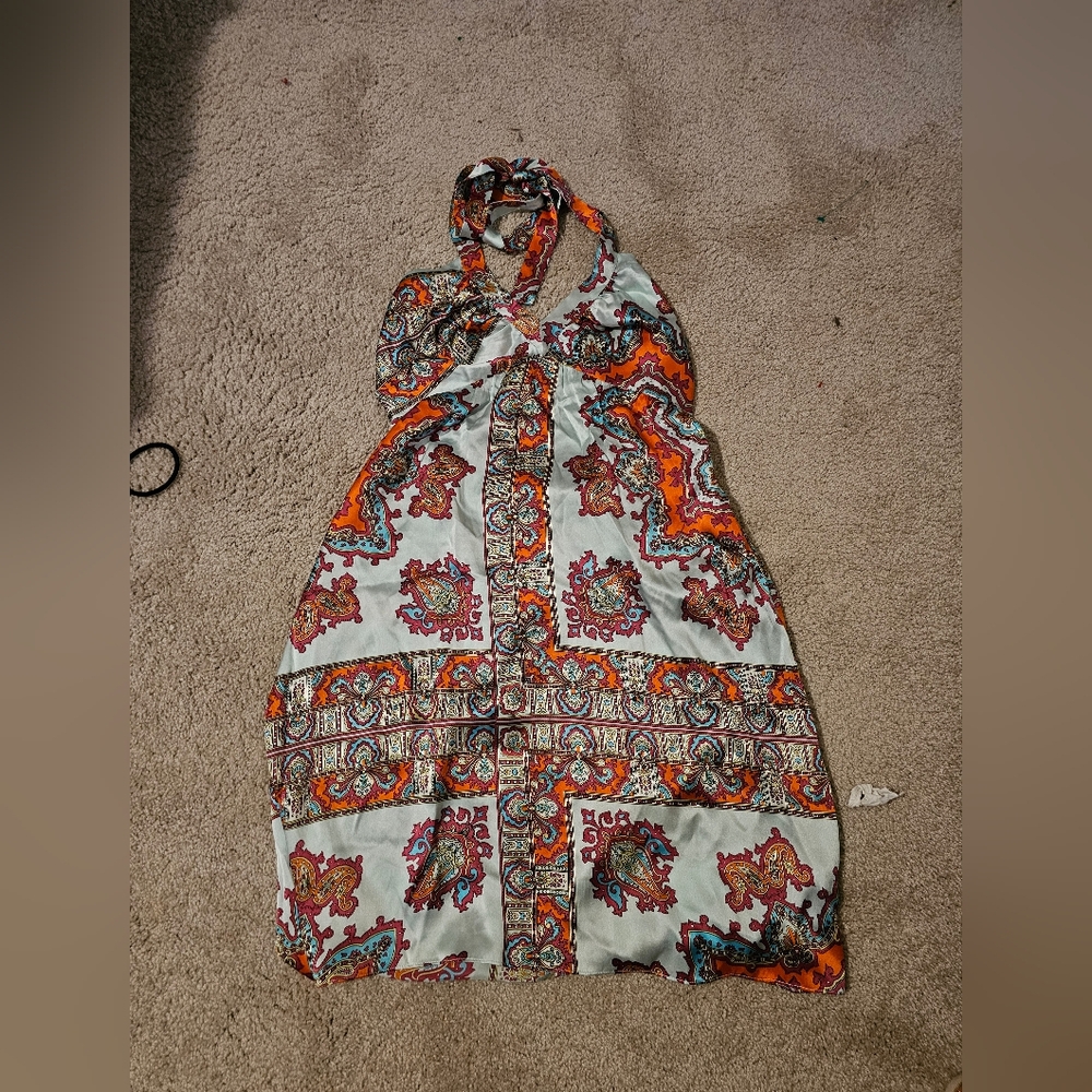 Alex & Trixie Silk Halter Dress sz M NWT